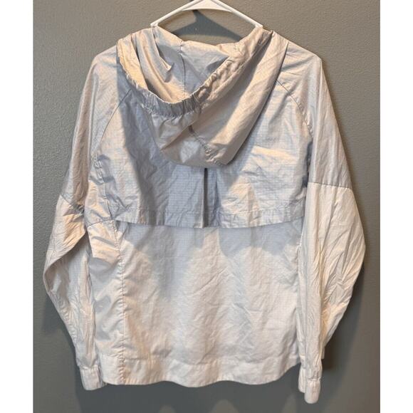 Nike Jacket Women's Large Gray/White Windrunner Jacket Track Lightweight Hooded - Picture 3 of 5